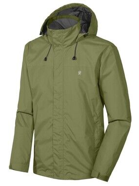 Little Donkey Andy Waterproof Windproof Hooded Rain Jacket Olive Green L